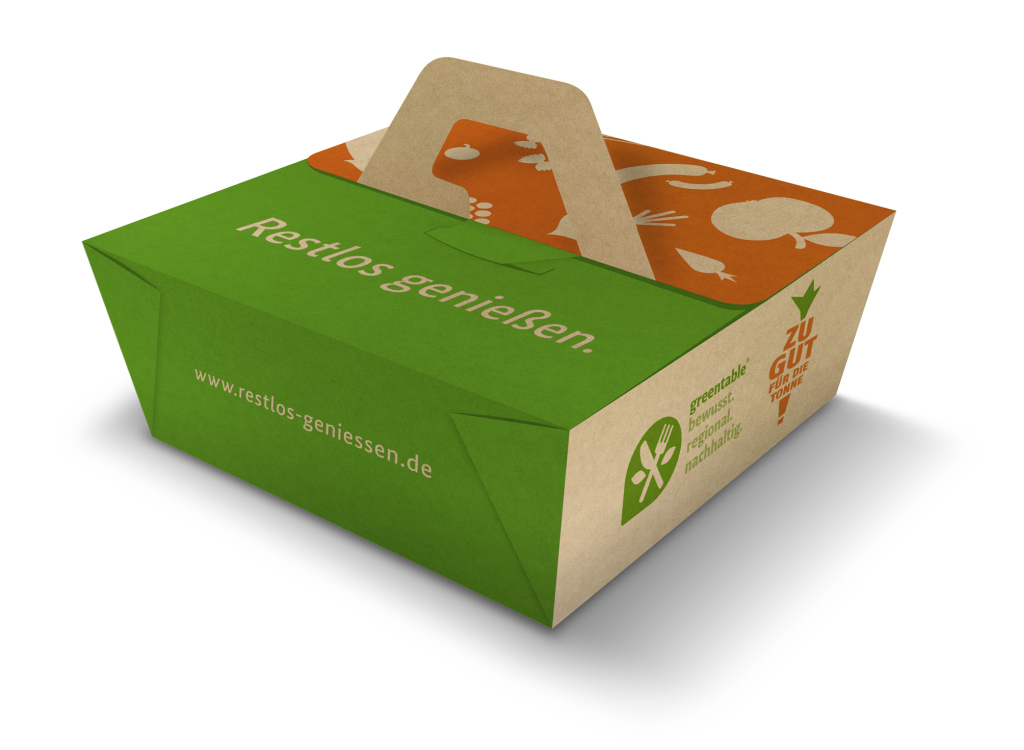 Box aus Pappe zum Transport von Speiseresten