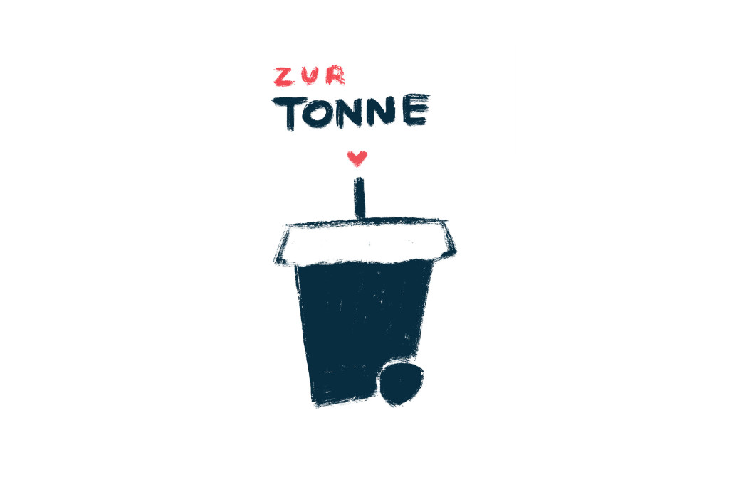 Logo von Zur Tonne. Schwarze Mülltonne auf weißem Grund