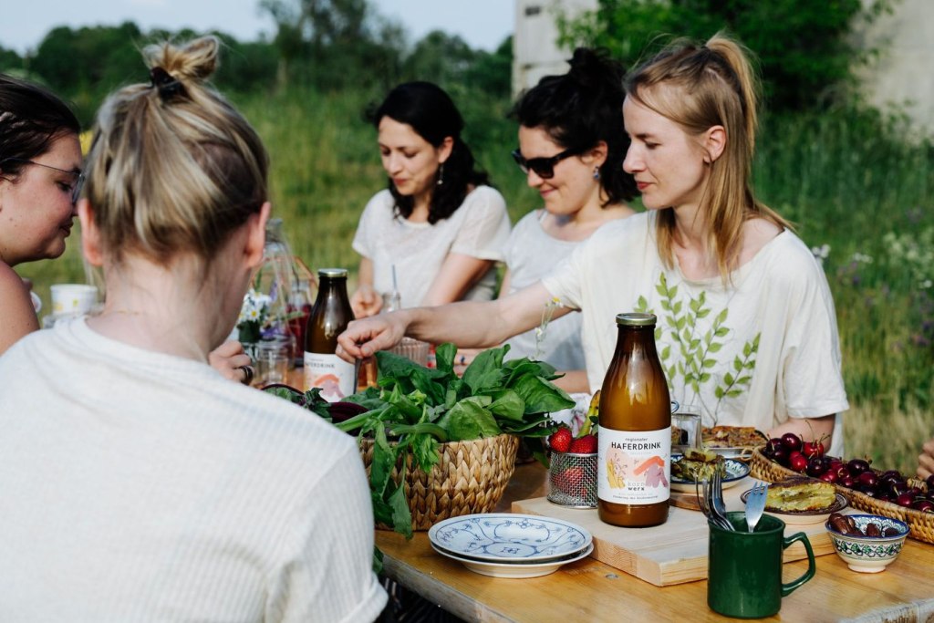 People eating outside